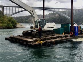 1959 54' x 27.5' x 4' 3-Section Steel Spud Barge