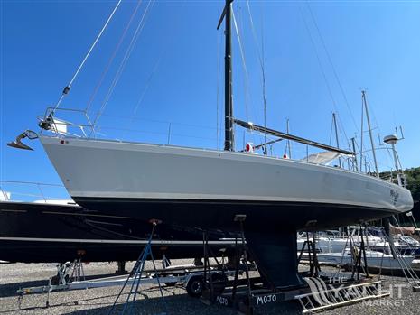 J Boats J/46 - 2004 J Boats J/46 sailboat on a stand in a marina.