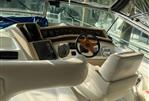 Sea Ray 500 - Interior of 1995 Sea Ray 500 yacht with steering wheel and dashboard.