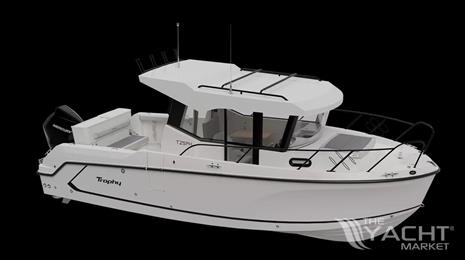 Bayliner T25 PILOTHOUSE - 2024 Bayliner T25 PILOTHOUSE boat, side view, white exterior, black background.