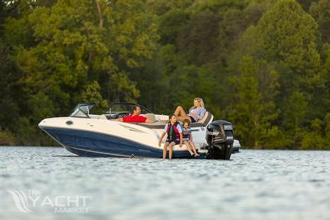 Bayliner VR6 - 2023 Bayliner VR6 boat with family enjoying a day on the water.