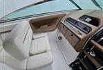 Cobalt 323 - Interior of a 2007 Cobalt 323 boat with white leather seating and dashboard.