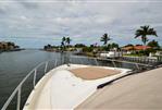 Hampton 580 Pilot House - View from the bow of a 2009 Hampton 580 Pilot House yacht cruising through a canal.