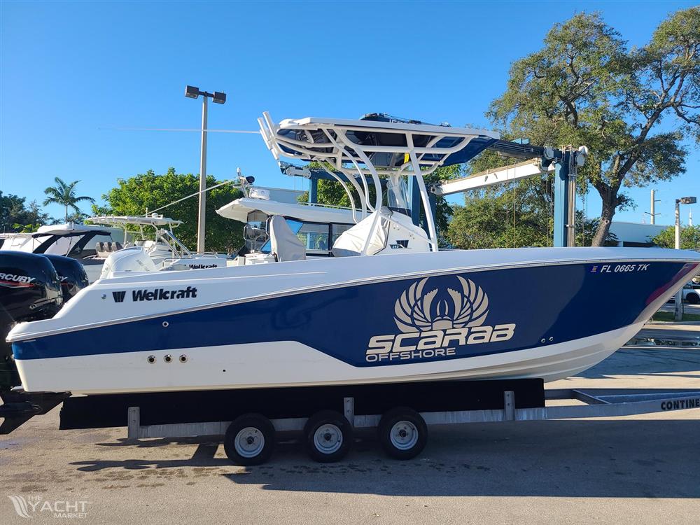 Wellcraft 242 Fisherman - 2023 Wellcraft 242 Fisherman boat on trailer, Scarab Offshore edition.