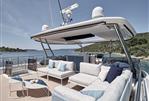 Prestige M8 - Luxurious Prestige M8 2025 yacht with spacious outdoor seating and scenic ocean view.