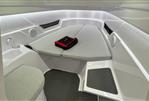 Axopar 25 Cross Top - 2022 Axopar 25 Cross Top cabin interior with modern seating and sleek design.