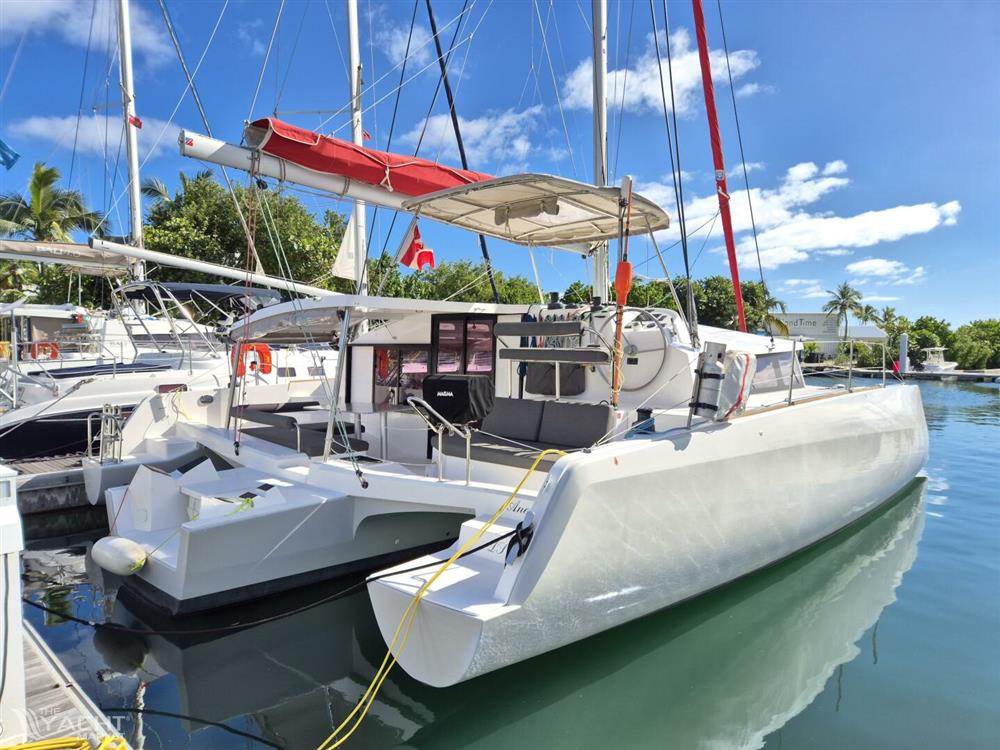 Neel 43 - Aegada II at the dock in Nanny Cay Marina, Jan. 2025