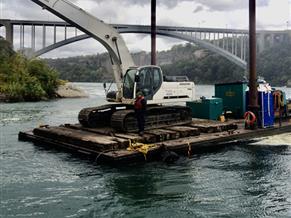 1959 54' x 27.5' x 4' 3-Section Steel Spud Barge