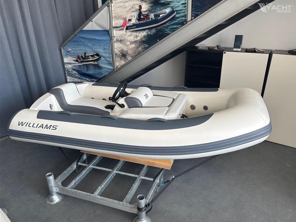 Williams Jet Tenders Minijet 280 - 2025 Williams Jet Tenders Minijet 280 displayed indoors on a stand.