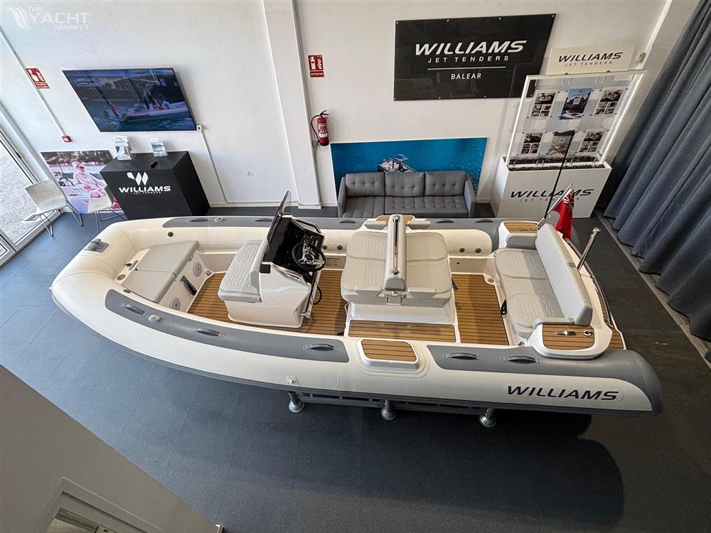 Williams Jet Tenders Dieseljet 565 - 2025 Williams Jet Tenders Dieseljet 565 displayed in showroom, featuring sleek design and modern seating.