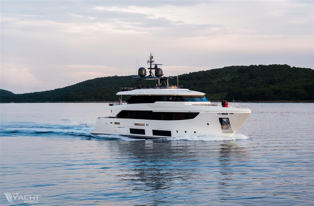 Custom Line - Custom-Line-Navetta-33-MY-SK-motor-yacht-for-sale-Lengers-Yachts-BOW-DRONE-SHOT-Rocky-Reborn-scaled.jpg