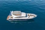 Princess 72 Motor Yacht - Aerial view of 2013 Princess 72 Motor Yacht cruising on calm blue waters.