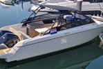 Greenline Neo - 2018 Greenline Neo boat docked, for sale sign visible, sleek design, modern features.