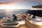 Absolute 52 FLY - Luxurious 2025 Absolute 52 FLY yacht deck at sunset, featuring elegant seating and ocean views.