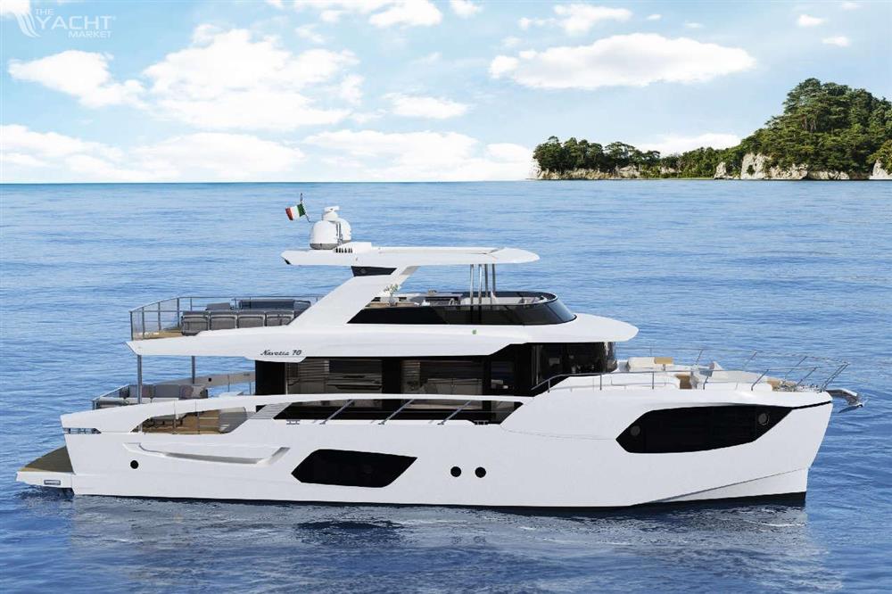 Absolute NAVETTA 70 - Luxury Absolute NAVETTA 70 yacht cruising on serene ocean waters, 2026 model.