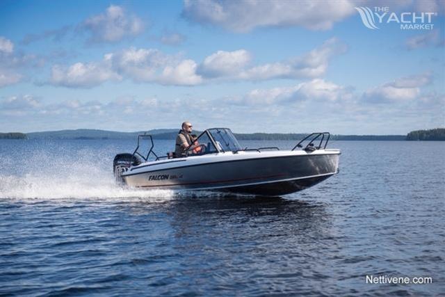Falcon BRs 4 - 2026 Falcon BRs 4 boat cruising on a lake under a partly cloudy sky.