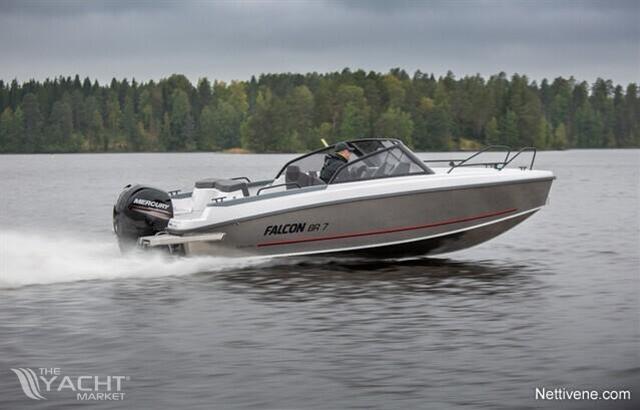 Falcon BR 7 - 2026 Falcon BR 7 boat speeding on a lake with forested background.