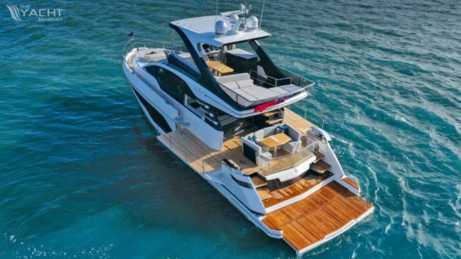 Fairline Squadron 58 - 2026 Fairline Squadron 58 luxury yacht on open water, showcasing sleek design and spacious deck.