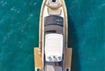 Fairline Squadron 58 - Aerial view of 2026 Fairline Squadron 58 yacht on turquoise water.