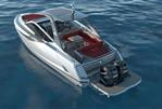 Fairline F//Line 33 Outboard - 2026 Fairline F//Line 33 Outboard luxury boat with twin Mercury engines on calm water.