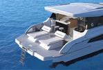 Aquila 46 COUPE - Luxury Aquila 46 Coupe yacht with sun loungers on serene blue water, 2026 model.