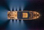 Absolute NAVETTA 75 - Aerial view of 2026 Absolute NAVETTA 75 yacht illuminated at night.