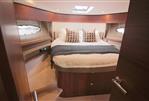 Princess 43 - Luxurious cabin interior of 2017 Princess 43 yacht with cozy bedding.